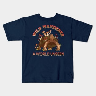 Wild Wanderer - A World Unseen - Turtle and Mushrooms Kids T-Shirt